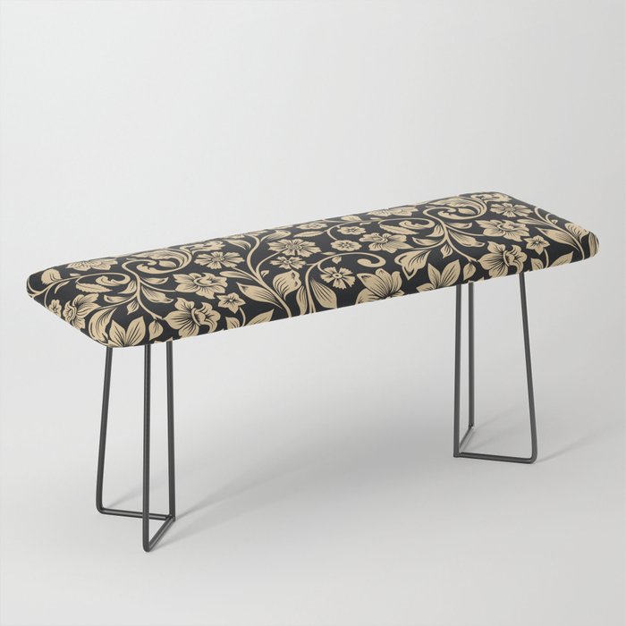 William Morris Style Art Nouveau Dark Floral Bench Gallery Image 1