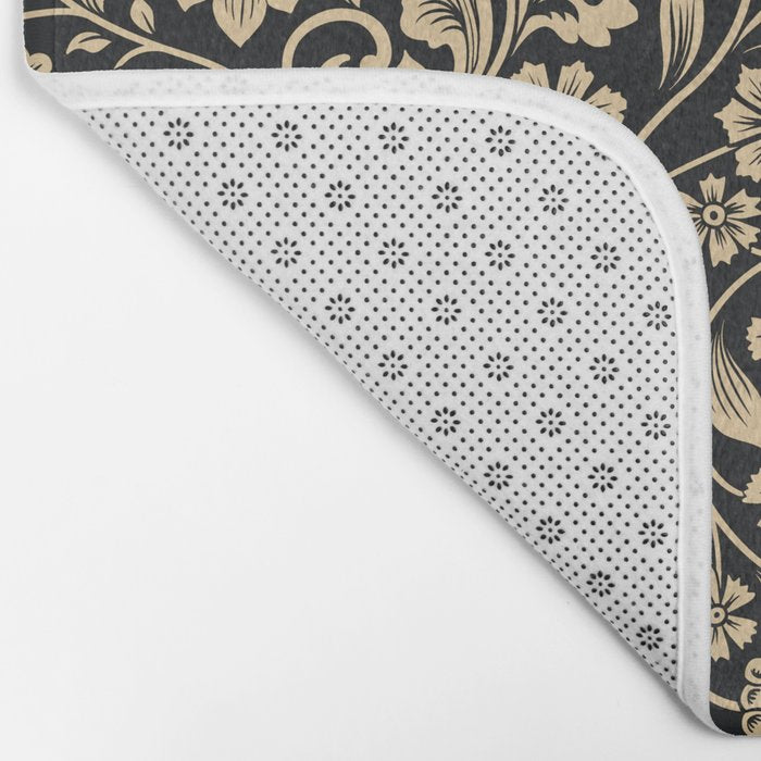 William Morris Style Art Nouveau Dark Floral Bath Mat Gallery Image 2