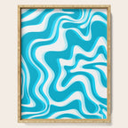  Trippy Glitch Retro Liquid Swirl Abstract Pattern Blue Serving Tray Gallery Image 1