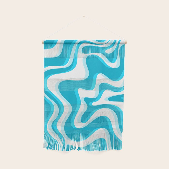  Trippy Glitch Retro Liquid Swirl Abstract Pattern Blue Wall Hanging Gallery Image 1