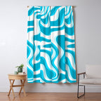  Trippy Glitch Retro Liquid Swirl Abstract Pattern Blue Window Curtain Gallery Image 5