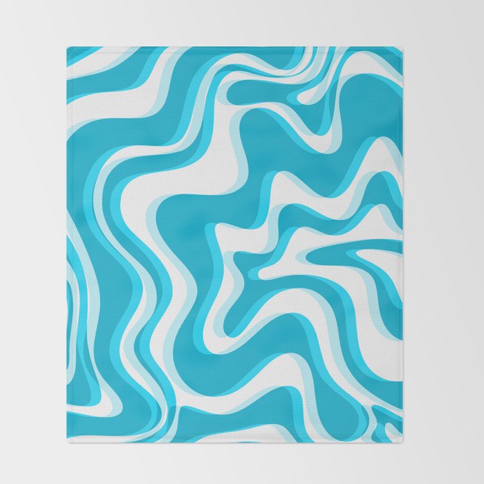  Trippy Glitch Retro Liquid Swirl Abstract Pattern Blue Throw Blanket Gallery Image 2