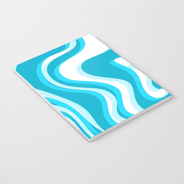  Trippy Glitch Retro Liquid Swirl Abstract Pattern Blue Notebook Gallery Image 3