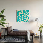  Trippy Glitch Retro Liquid Swirl Abstract Pattern Blue Wood Wall Art Gallery Image 2