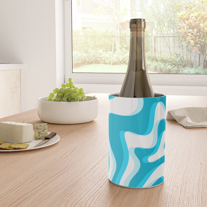 Trippy Glitch Retro Liquid Swirl Abstract Pattern Blue Wine Chiller Gallery Image 4