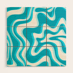  Trippy Glitch Retro Liquid Swirl Abstract Pattern Blue Wood Wall Art Gallery Image 1