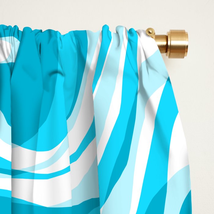  Trippy Glitch Retro Liquid Swirl Abstract Pattern Blue Window Curtain Gallery Image 2