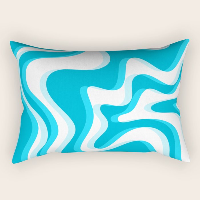  Trippy Glitch Retro Liquid Swirl Abstract Pattern Blue Rectangular Pillow Gallery Image 2