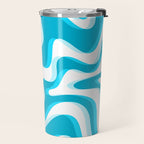  Trippy Glitch Retro Liquid Swirl Abstract Pattern Blue Travel Mug Gallery Image 2
