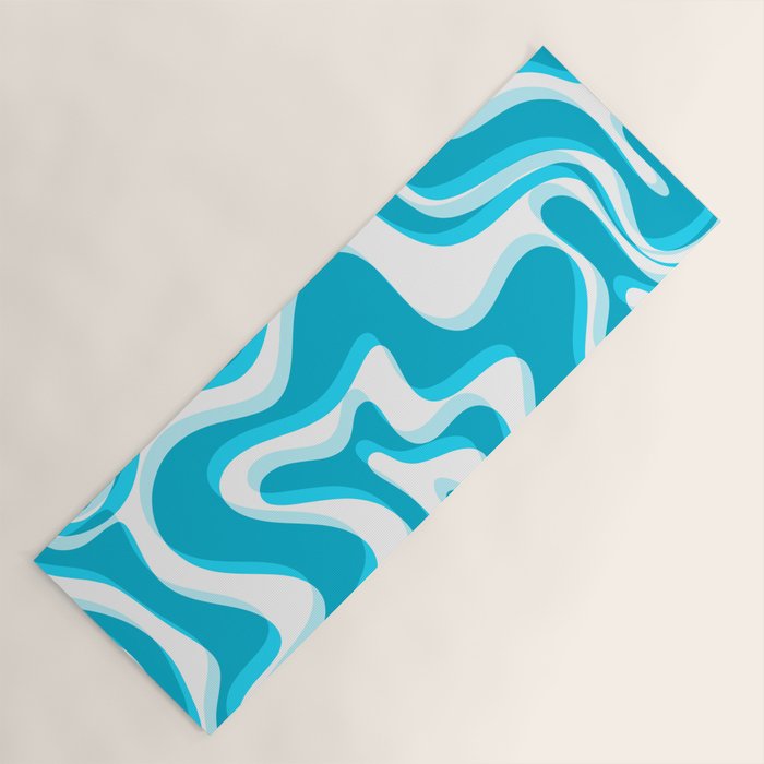  Trippy Glitch Retro Liquid Swirl Abstract Pattern Blue Yoga Mat Gallery Image 1