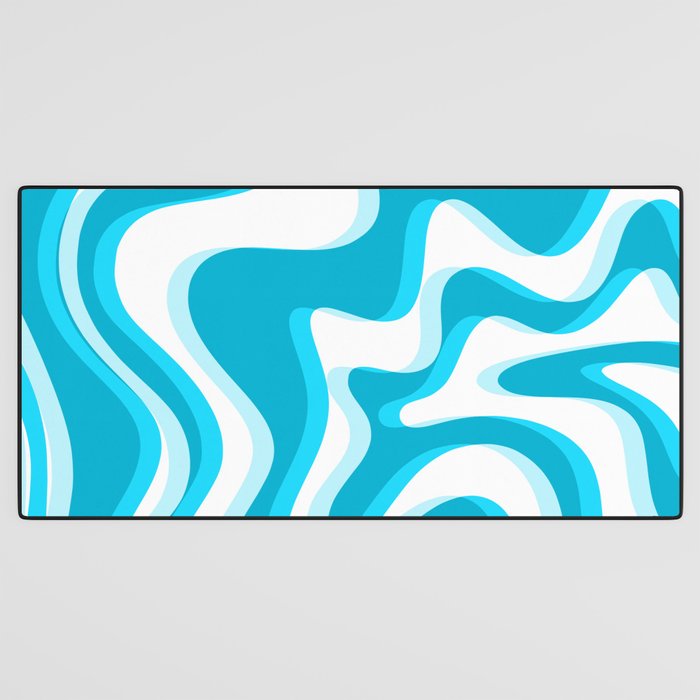  Trippy Glitch Retro Liquid Swirl Abstract Pattern Blue Desk Mat Gallery Image 3
