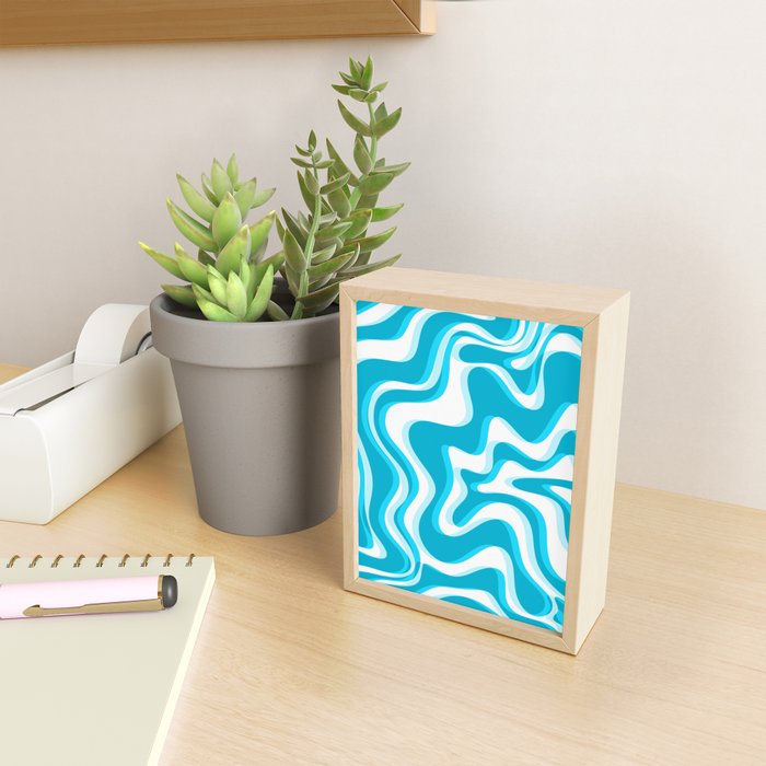  Trippy Glitch Retro Liquid Swirl Abstract Pattern Blue Mini Art Print Gallery Image 2