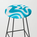  Trippy Glitch Retro Liquid Swirl Abstract Pattern Blue Stool Gallery Image 2