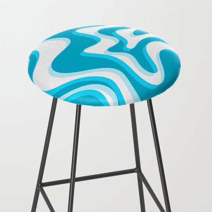  Trippy Glitch Retro Liquid Swirl Abstract Pattern Blue Stool Gallery Image 2