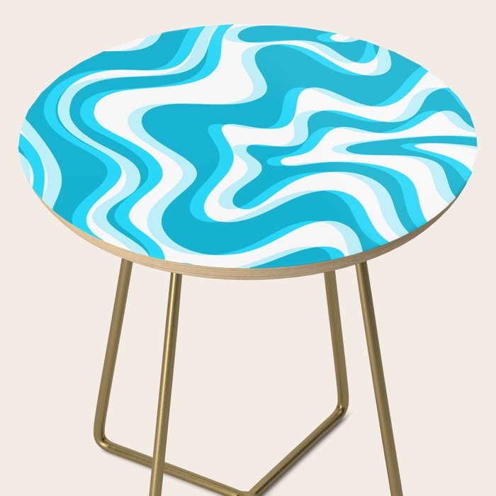 Trippy Glitch Retro Liquid Swirl Abstract Pattern Blue Side Table Gallery Image 2