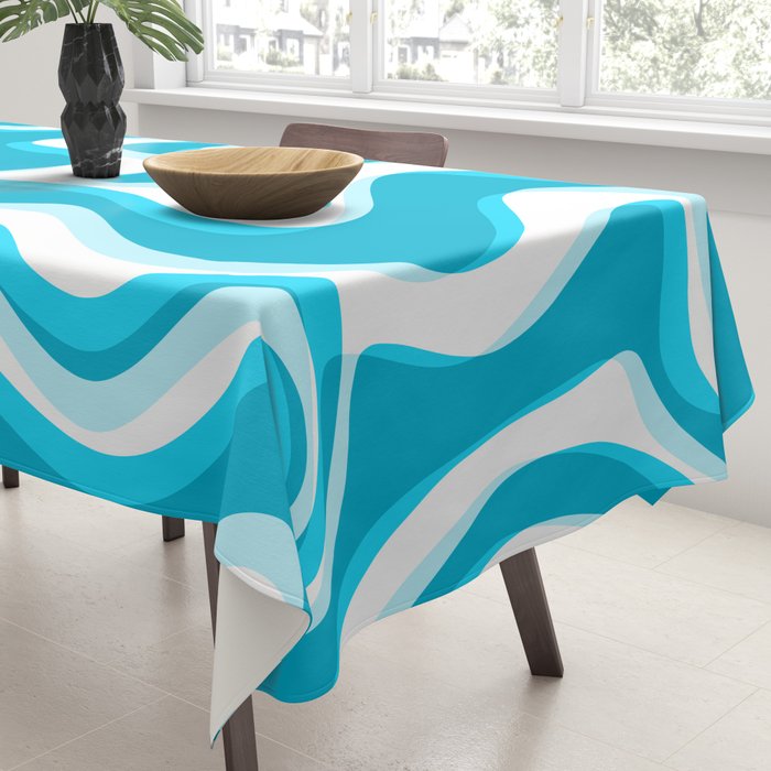  Trippy Glitch Retro Liquid Swirl Abstract Pattern Blue Tablecloth Gallery Image 3