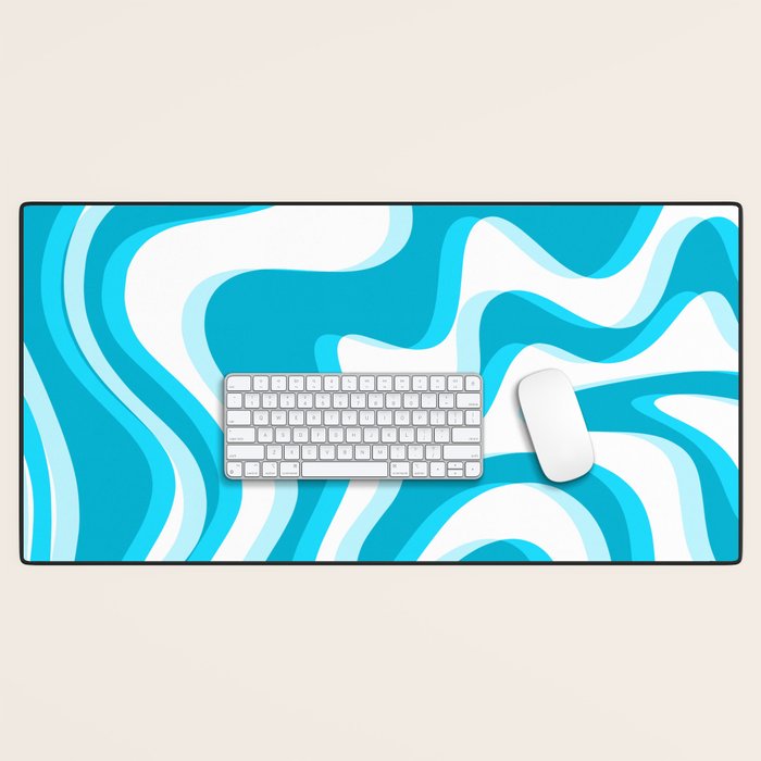  Trippy Glitch Retro Liquid Swirl Abstract Pattern Blue Desk Mat Gallery Image 1