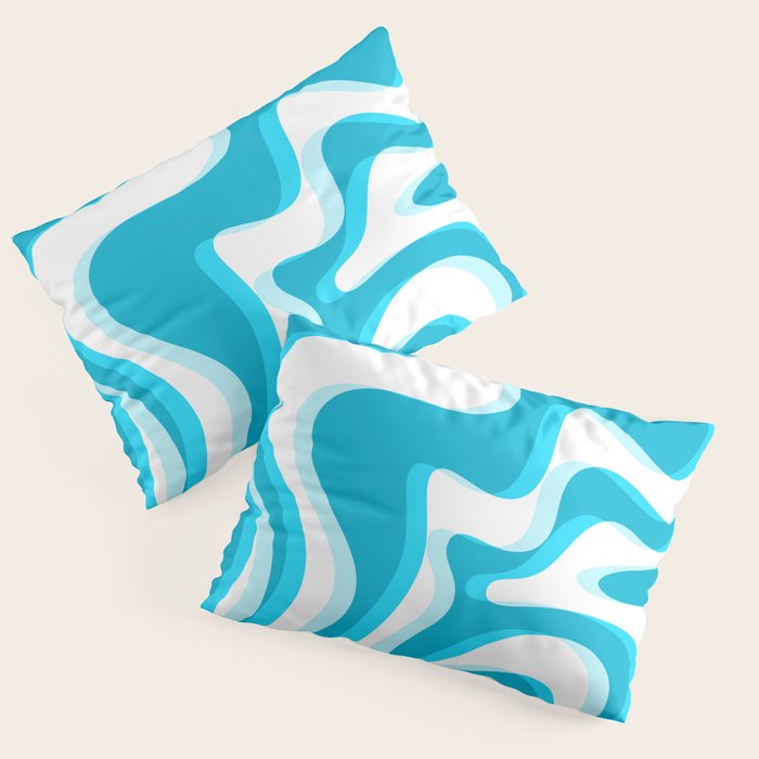  Trippy Glitch Retro Liquid Swirl Abstract Pattern Blue Pillow Sham Gallery Image 3