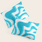  Trippy Glitch Retro Liquid Swirl Abstract Pattern Blue Pillow Sham Gallery Image 3