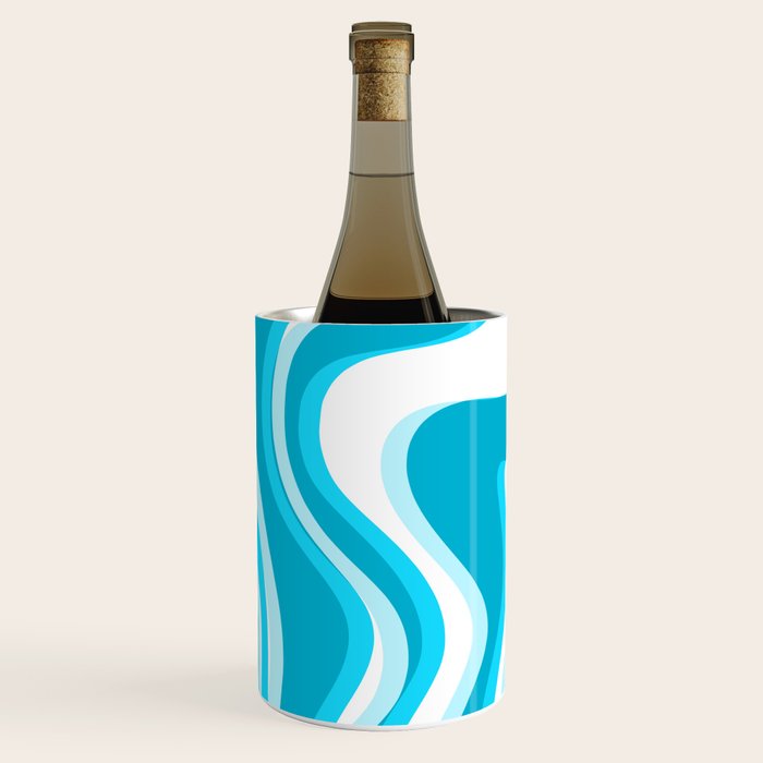  Trippy Glitch Retro Liquid Swirl Abstract Pattern Blue Wine Chiller Gallery Image 2