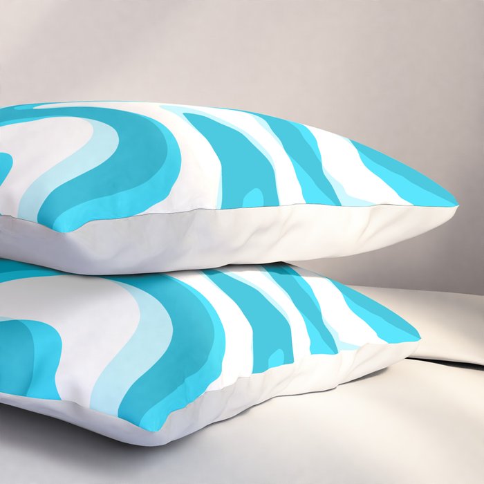 Trippy Glitch Retro Liquid Swirl Abstract Pattern Blue Pillow Sham Gallery Image 3