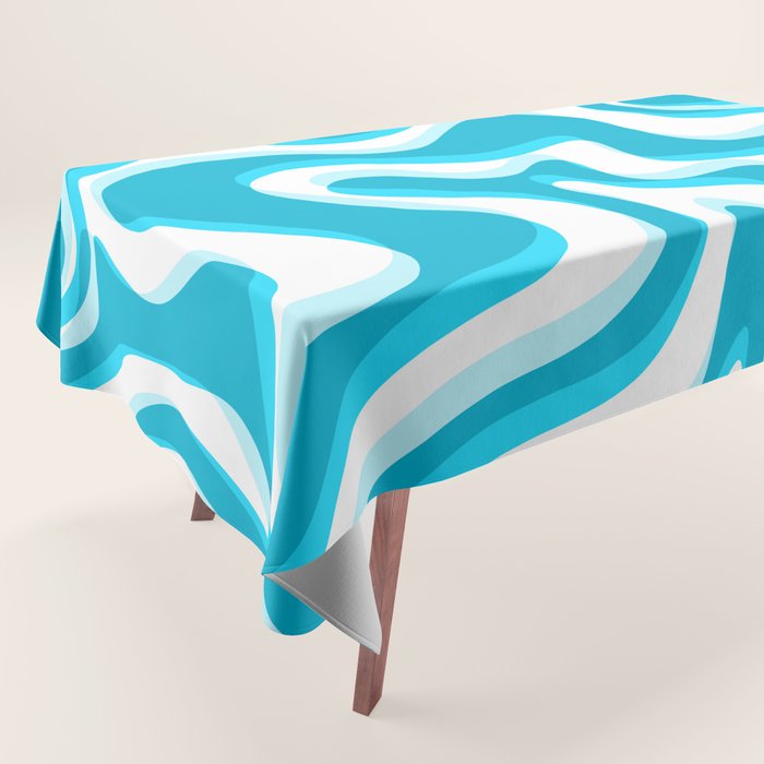  Trippy Glitch Retro Liquid Swirl Abstract Pattern Blue Tablecloth Gallery Image 1