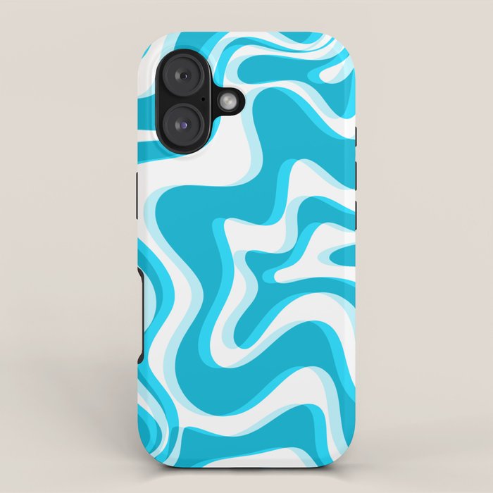  Trippy Glitch Retro Liquid Swirl Abstract Pattern Blue iPhone Case Gallery Image 1