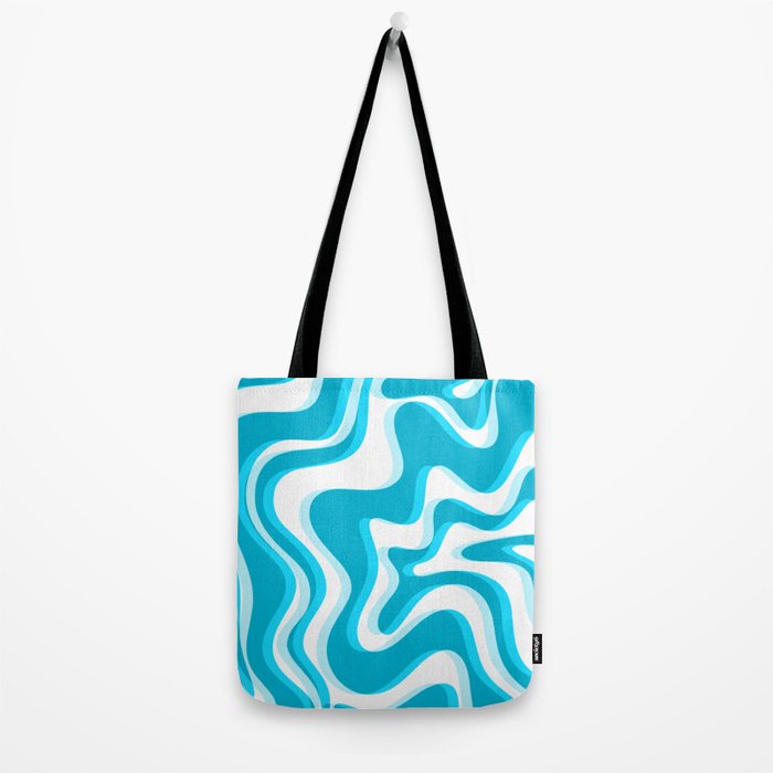  Trippy Glitch Retro Liquid Swirl Abstract Pattern Blue Tote Bag Gallery Image 2