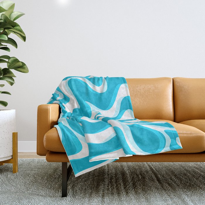  Trippy Glitch Retro Liquid Swirl Abstract Pattern Blue Throw Blanket Gallery Image 1