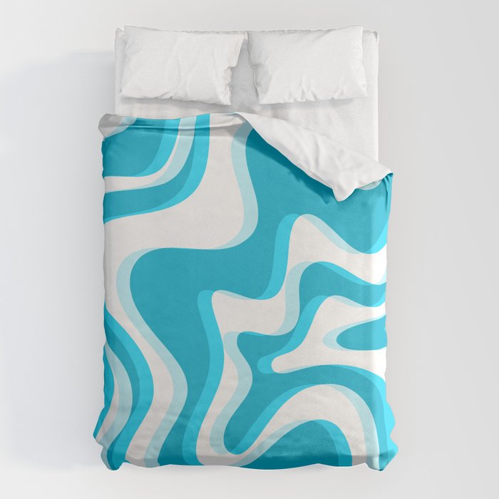  Trippy Glitch Retro Liquid Swirl Abstract Pattern Blue Duvet Cover Gallery Image 6