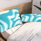  Trippy Glitch Retro Liquid Swirl Abstract Pattern Blue Pillow Sham Gallery Image 2
