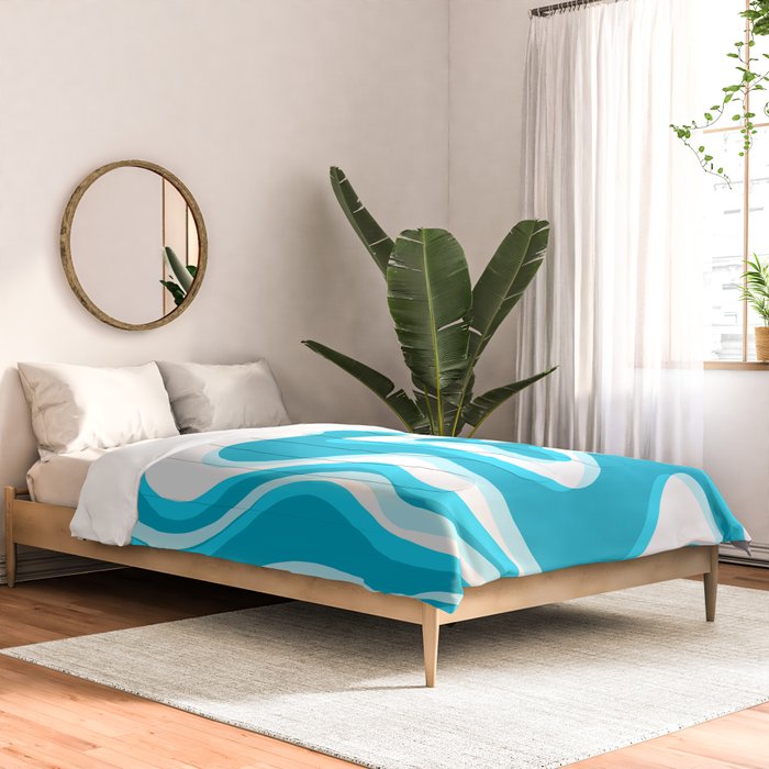  Trippy Glitch Retro Liquid Swirl Abstract Pattern Blue Comforter Gallery Image 2