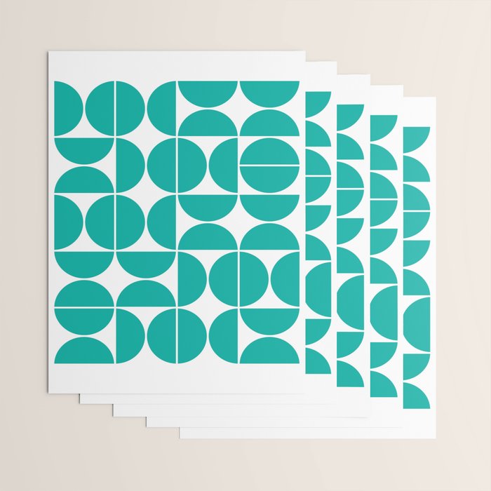 Mid Century Modern Geometric 04 Turquoise Wrapping Paper Gallery Image 3
