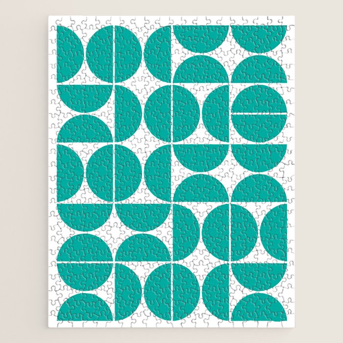 Mid Century Modern Geometric 04 Turquoise Jigsaw Puzzle Gallery Image 1