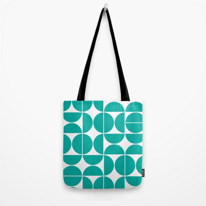 Mid Century Modern Geometric 04 Turquoise Tote Bag Gallery Image 2