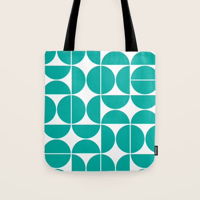 Mid Century Modern Geometric 04 Turquoise Tote Bag Gallery Image 1