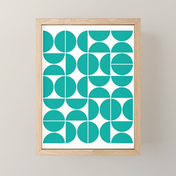 Mid Century Modern Geometric 04 Turquoise Mini Art Print Gallery Image 1