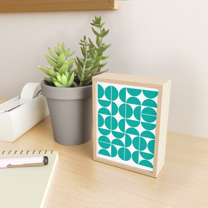 Mid Century Modern Geometric 04 Turquoise Mini Art Print Gallery Image 2