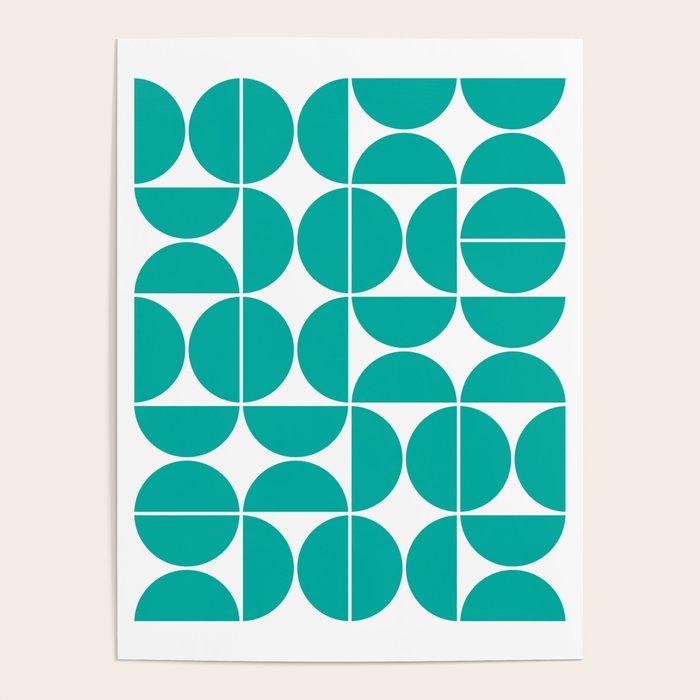 Mid Century Modern Geometric 04 Turquoise Poster Gallery Image 4