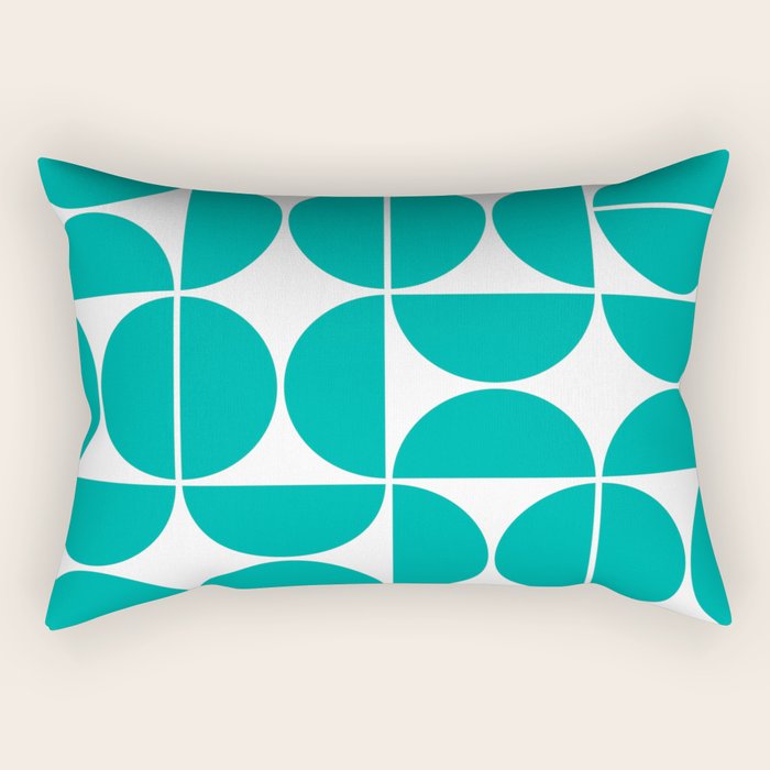 Mid Century Modern Geometric 04 Turquoise Rectangular Pillow Gallery Image 2