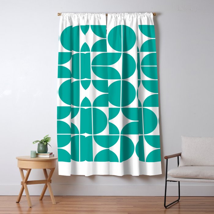 Mid Century Modern Geometric 04 Turquoise Window Curtain Gallery Image 5