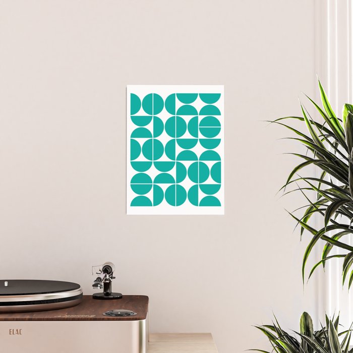 Mid Century Modern Geometric 04 Turquoise Poster Gallery Image 2