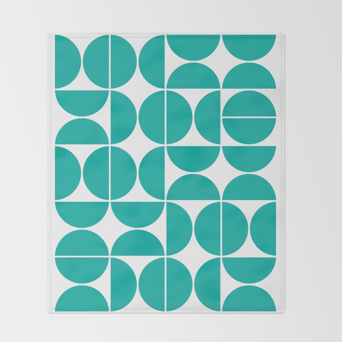 Mid Century Modern Geometric 04 Turquoise Throw Blanket Gallery Image 2