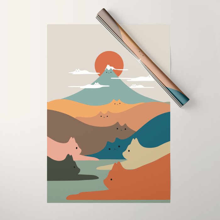 Cat Landscape 132 Wrapping Paper Gallery Image 1