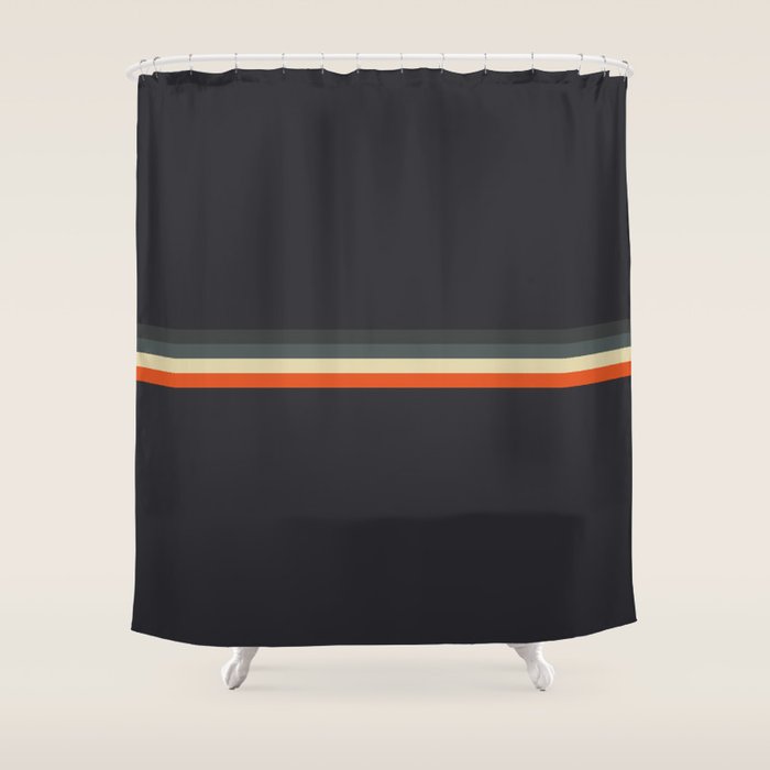 Meness - Classic Minimal Dark Retro Summer Stripes Shower Curtain Gallery Image 1