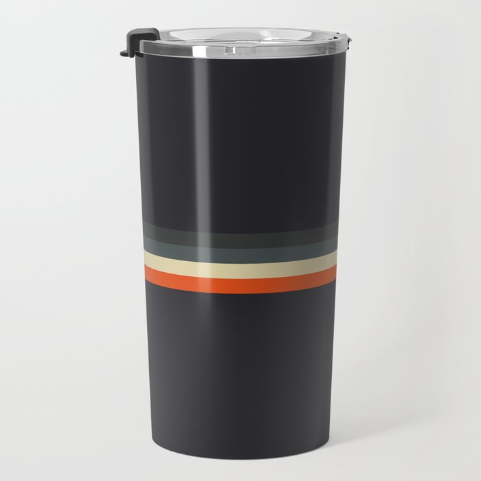 Meness - Classic Minimal Dark Retro Summer Stripes Travel Mug Gallery Image 3