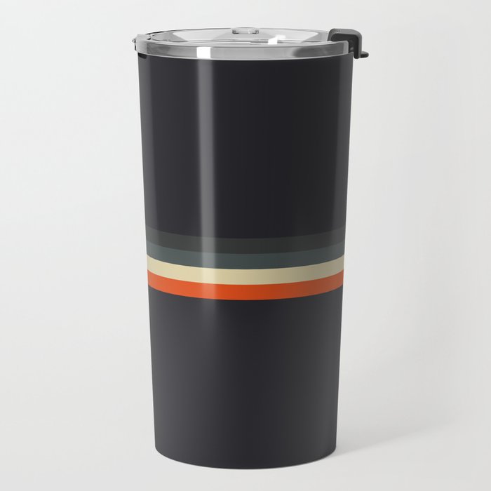 Meness - Classic Minimal Dark Retro Summer Stripes Travel Mug Gallery Image 2