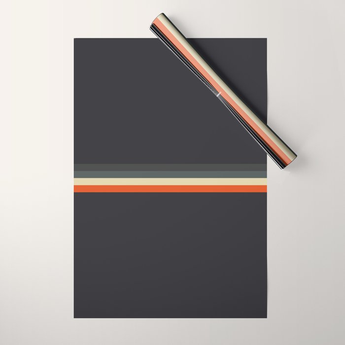 Meness - Classic Minimal Dark Retro Summer Stripes Wrapping Paper Gallery Image 1