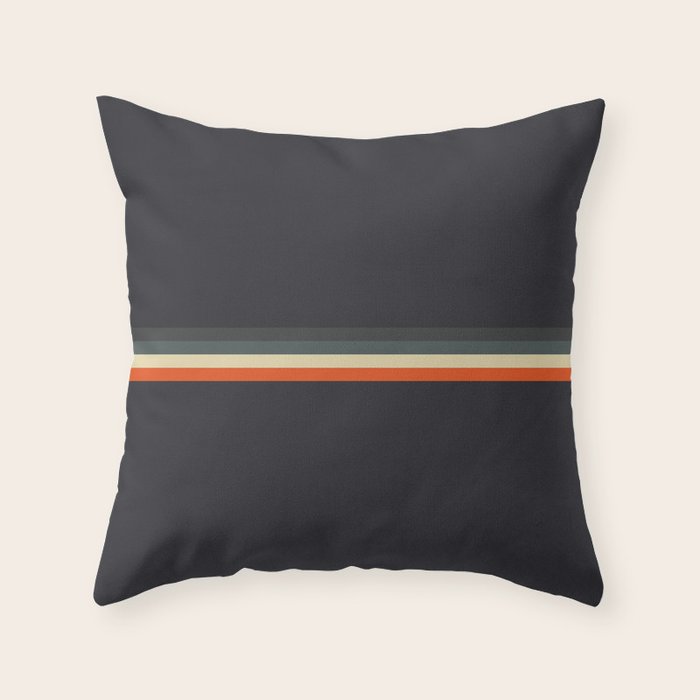Meness - Classic Minimal Dark Retro Summer Stripes Throw Pillow Gallery Image 1