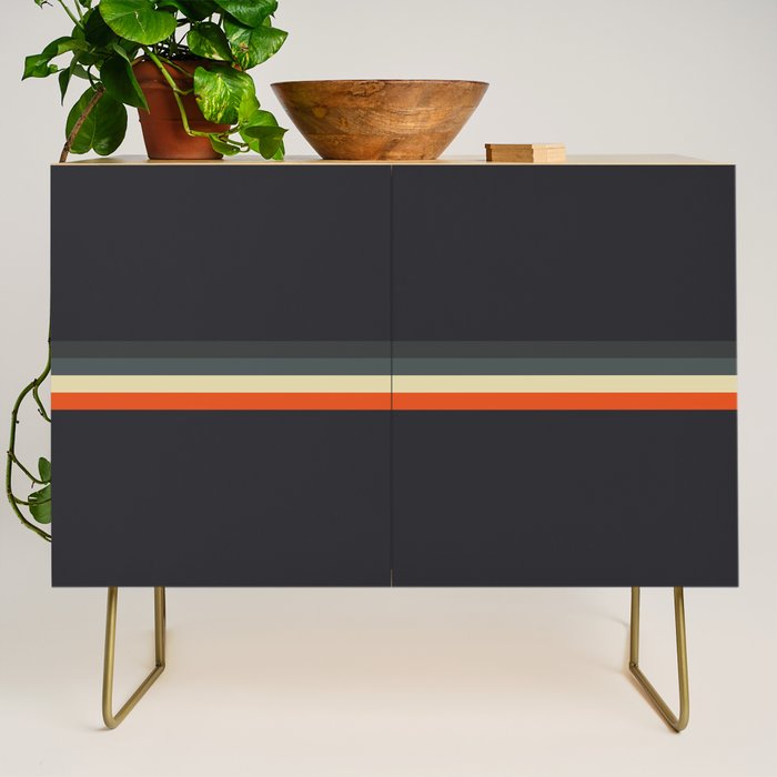 Meness - Classic Minimal Dark Retro Summer Stripes Credenza Gallery Image 1